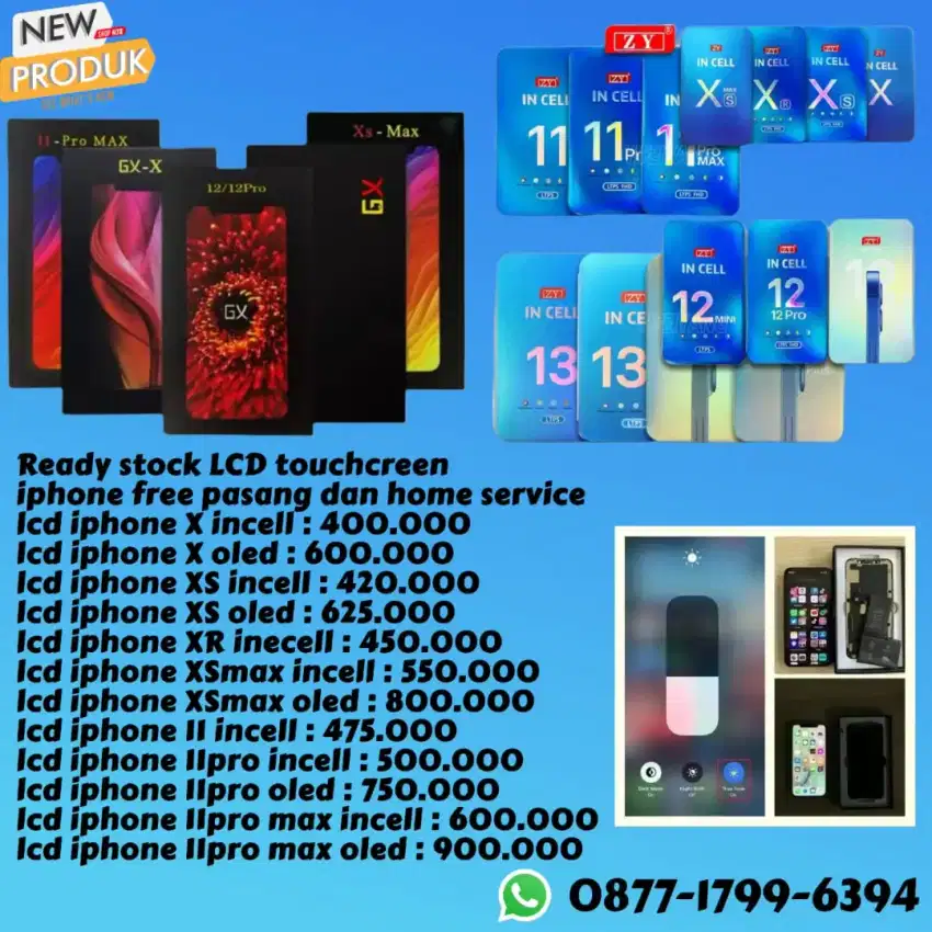 lcd iphone X XR XS XSmax 11 11pro free pasang