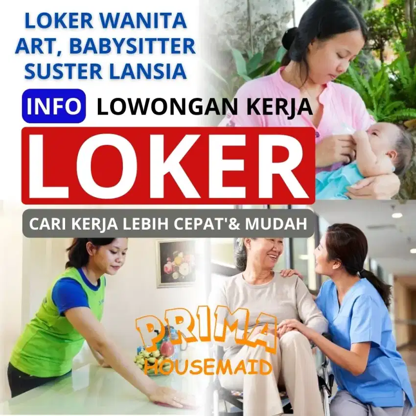 Loker wanita art, prt, babysitter, suster lansia