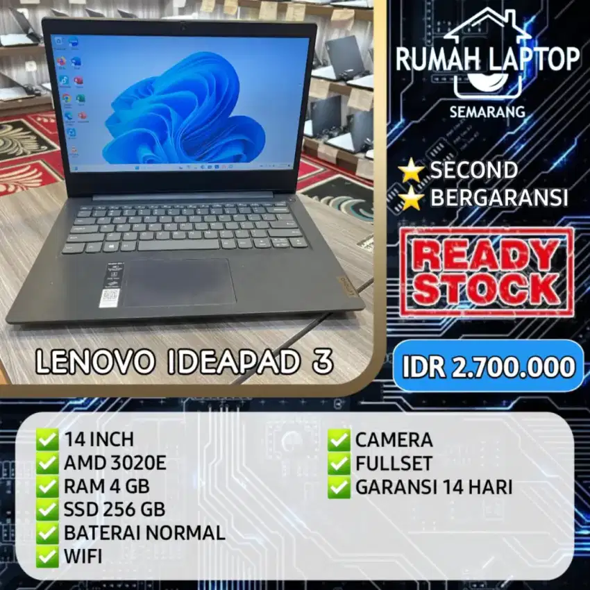 Lenovo ideapad 3. amd 3020e. ram 4gb. ssd 256gb. fullset.