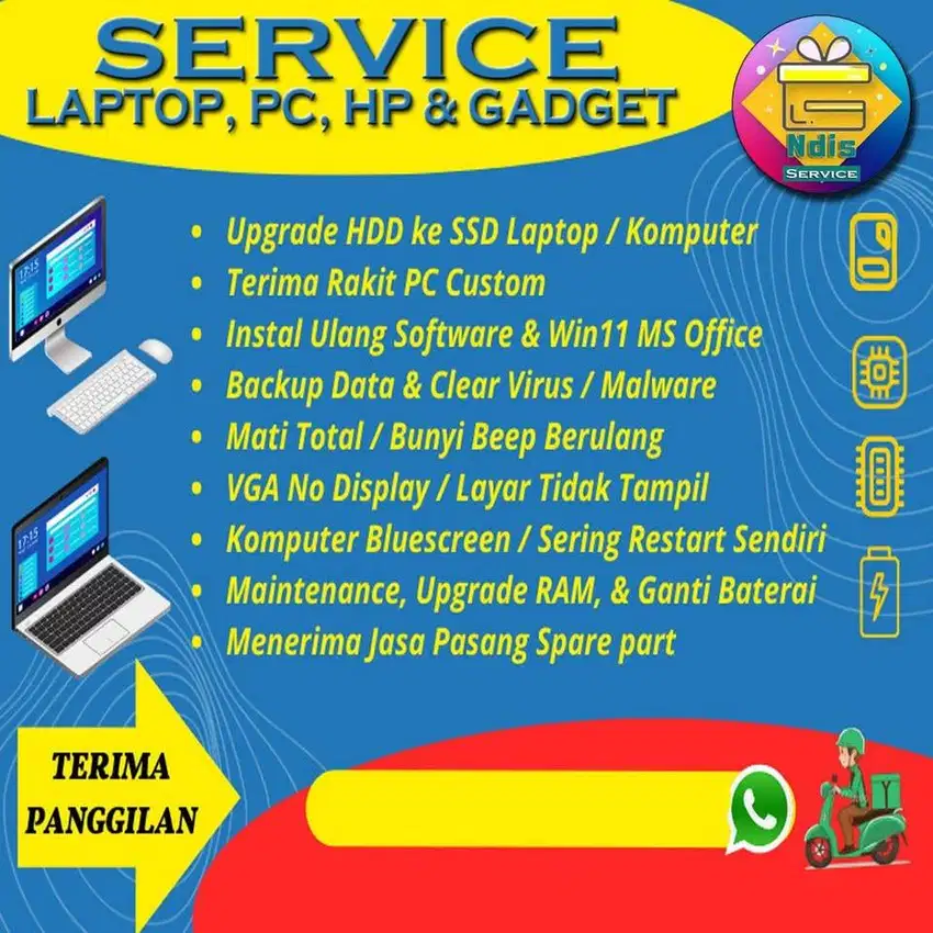 Service Laptop CPU Komputer Panggilan Ke Rumah Kantor Install Ulang