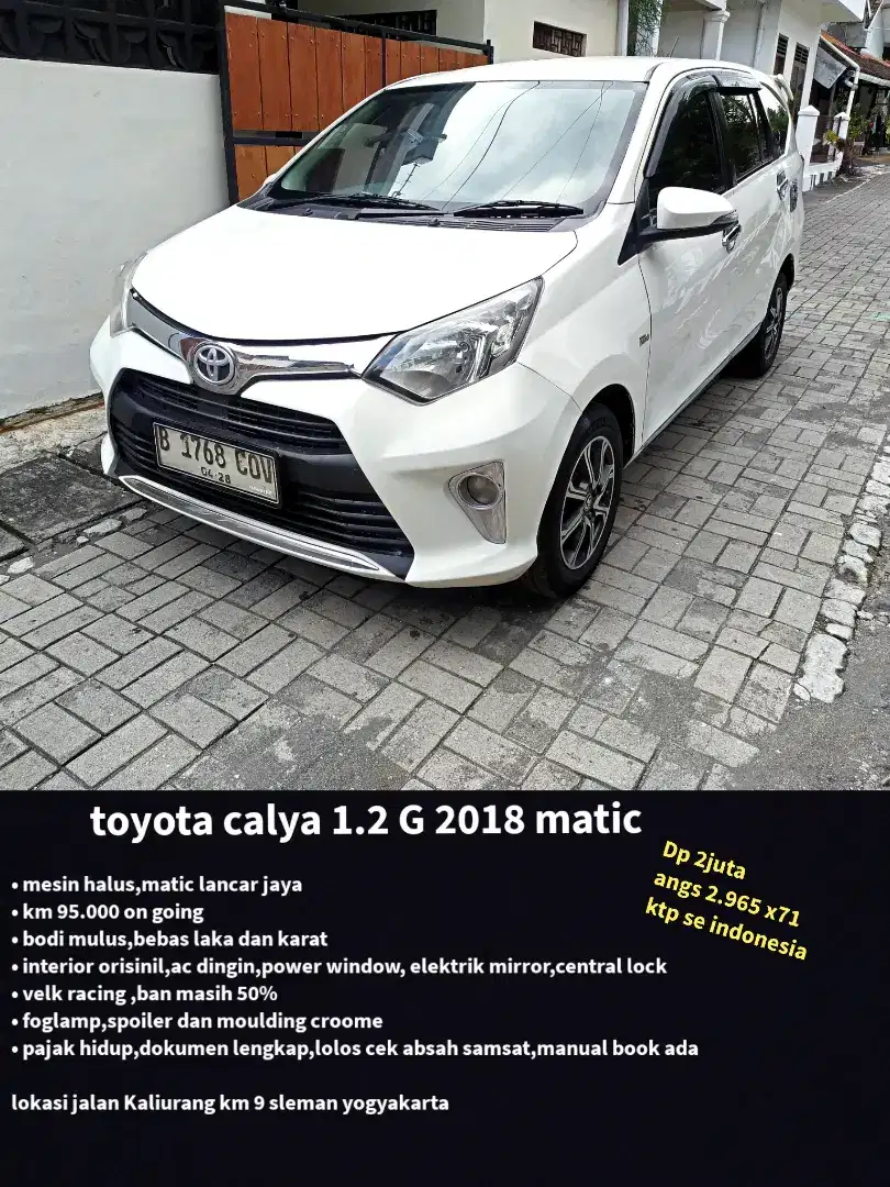 Tdp 2 jt Toyota calya 1.2 G 2018 AT