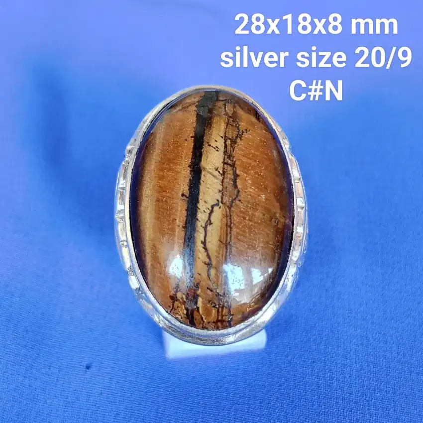 Cincin perak, batu langka. natural Tiger eye _badar besi