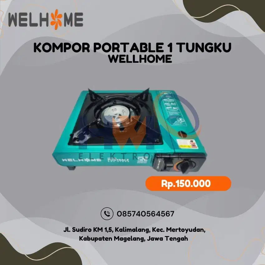 KOMPOR PORTABLE 1 TUNGKU WELLHOME 2 IN 1