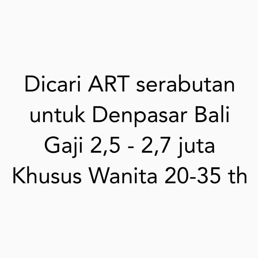 ART Serabutan / Pembantu Rumah Tangga