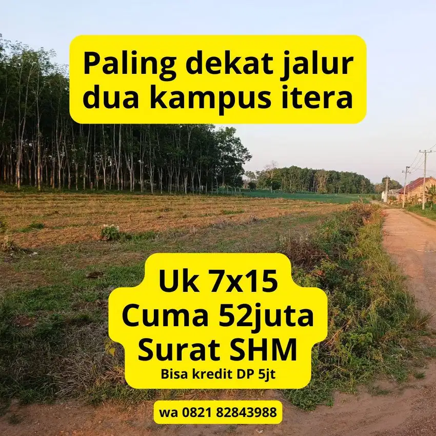 KAVLING 30JUTAAN DEKAT BANGET JALUR DUA ITERA SURAT SUDAH SHM