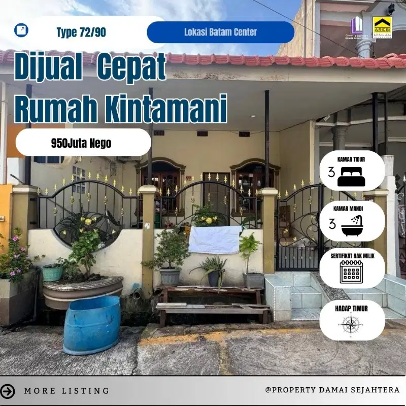 Dijual cepatRumah 1,5 lantaiPerumahan Kintamani - Depan Vihara