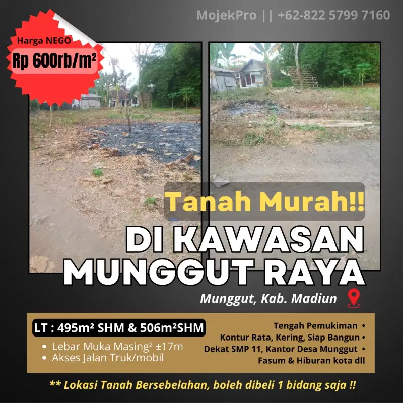 TANAH MURAH DI KAWASAN MUNGGUT RAYA MADIUN