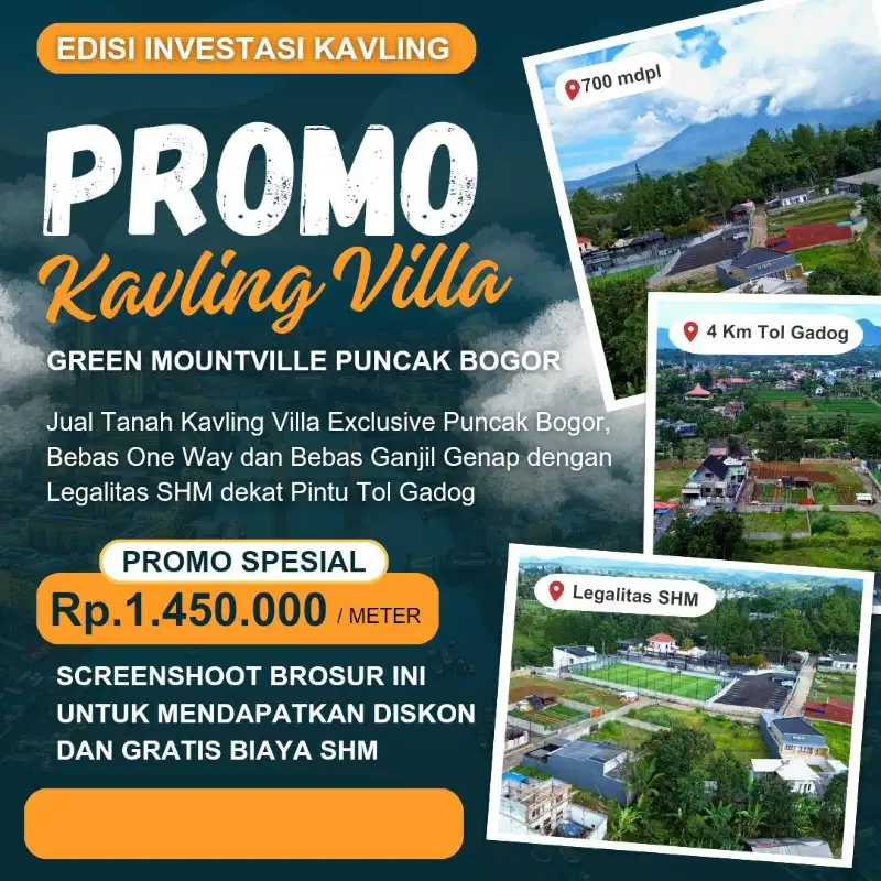 KAVLING KAWASAN VILLA 1 JUTAAN PUNCAK BOGOR