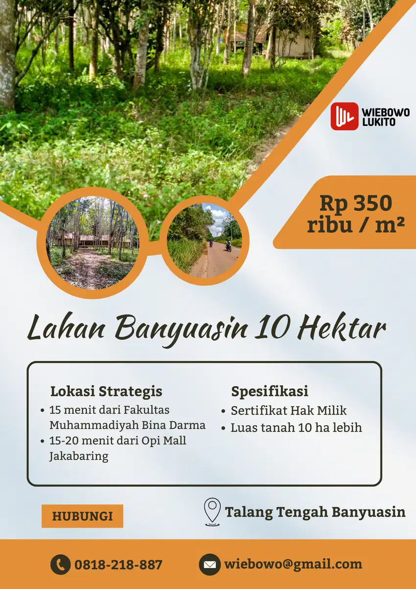 Dijual Tanah Banyuasin 10 Hektar