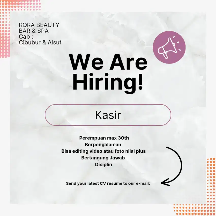 We are hiring kasir