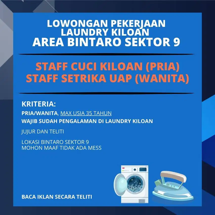 STAFF CUCI LAUNDRY KILOAN BINTARO SEKTOR 9