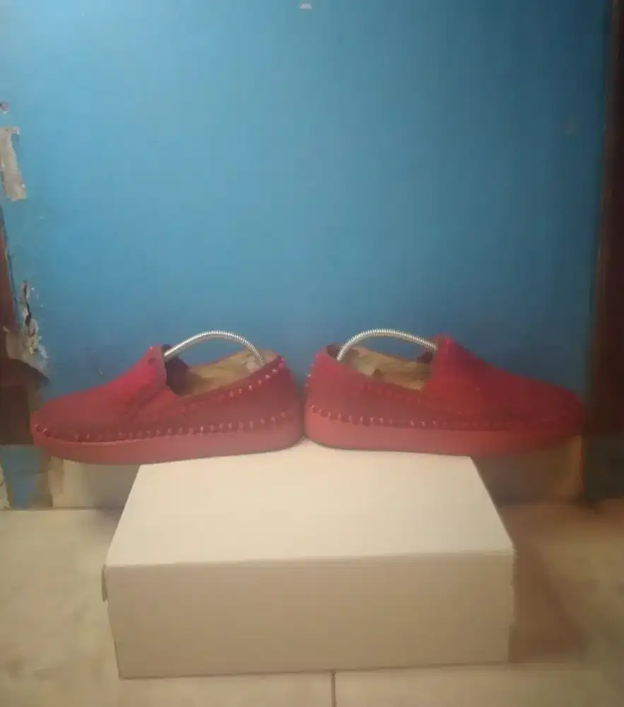 jual cepat murah sepatu christian louboutin slip on red original italy