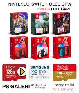 NINTENDO SWITCH OLED ¢fw +128GB full game NEW YEAR SALE