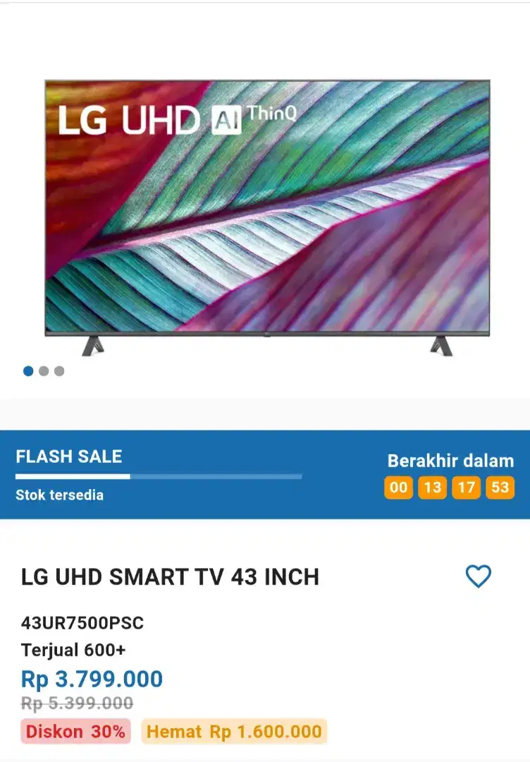 PROMO FLASH SALE 43 LG UHD 4K SMART TV AI 43UR7500PSC