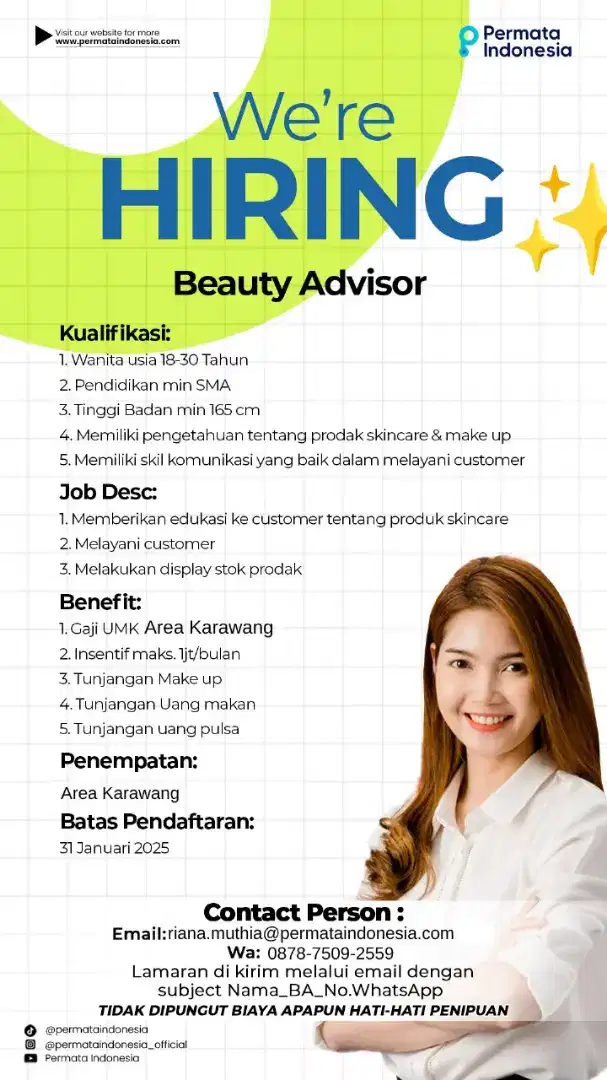 Beauty Advisor area Karawang