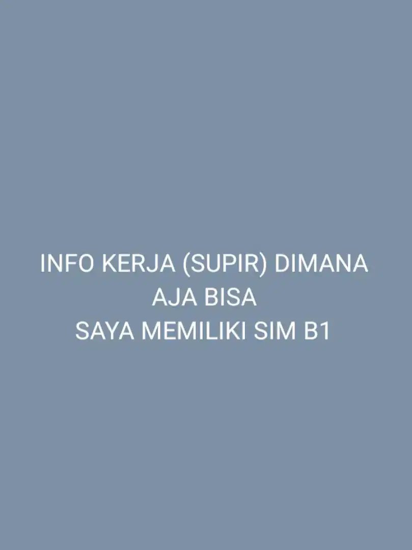 INFO KERJAAN SUPIR