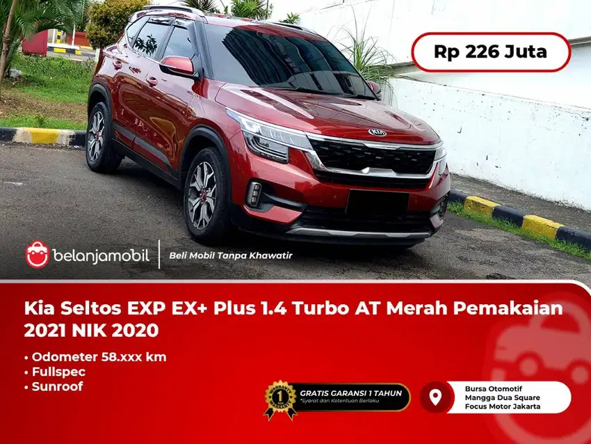 [SUNROOF] Kia Seltos EXP EX+ Plus Fullspec 1.4 Turbo AT Merah NIK 2020