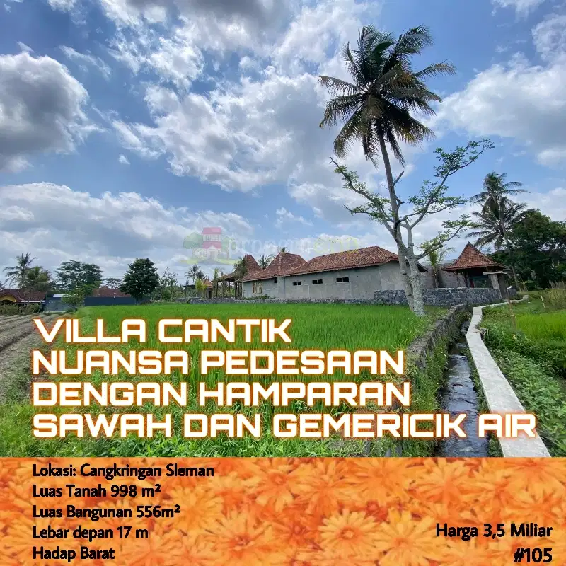 VILLA CANTIK  NUANSA PEDESAAN DENGAN HAMPARAN SAWAH DAN GEMERICIK AIR