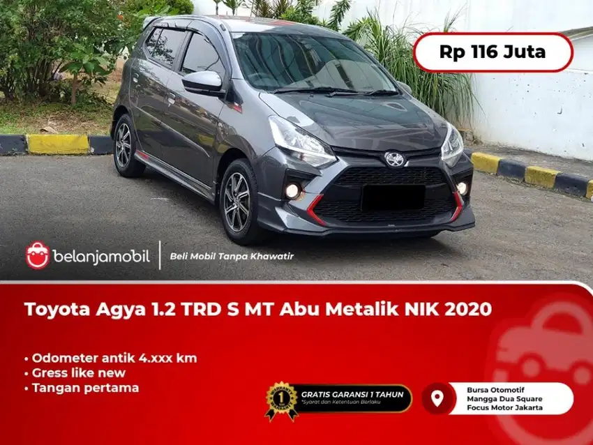 [KM ANTIK 4RB] Toyota Agya 1.2 TRD S MT Manual Abu Metalik 2020/2021