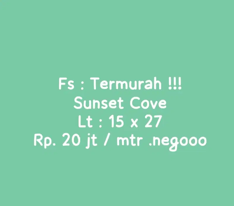 Di Jual Tanah Sunset Cove, CPI Losari