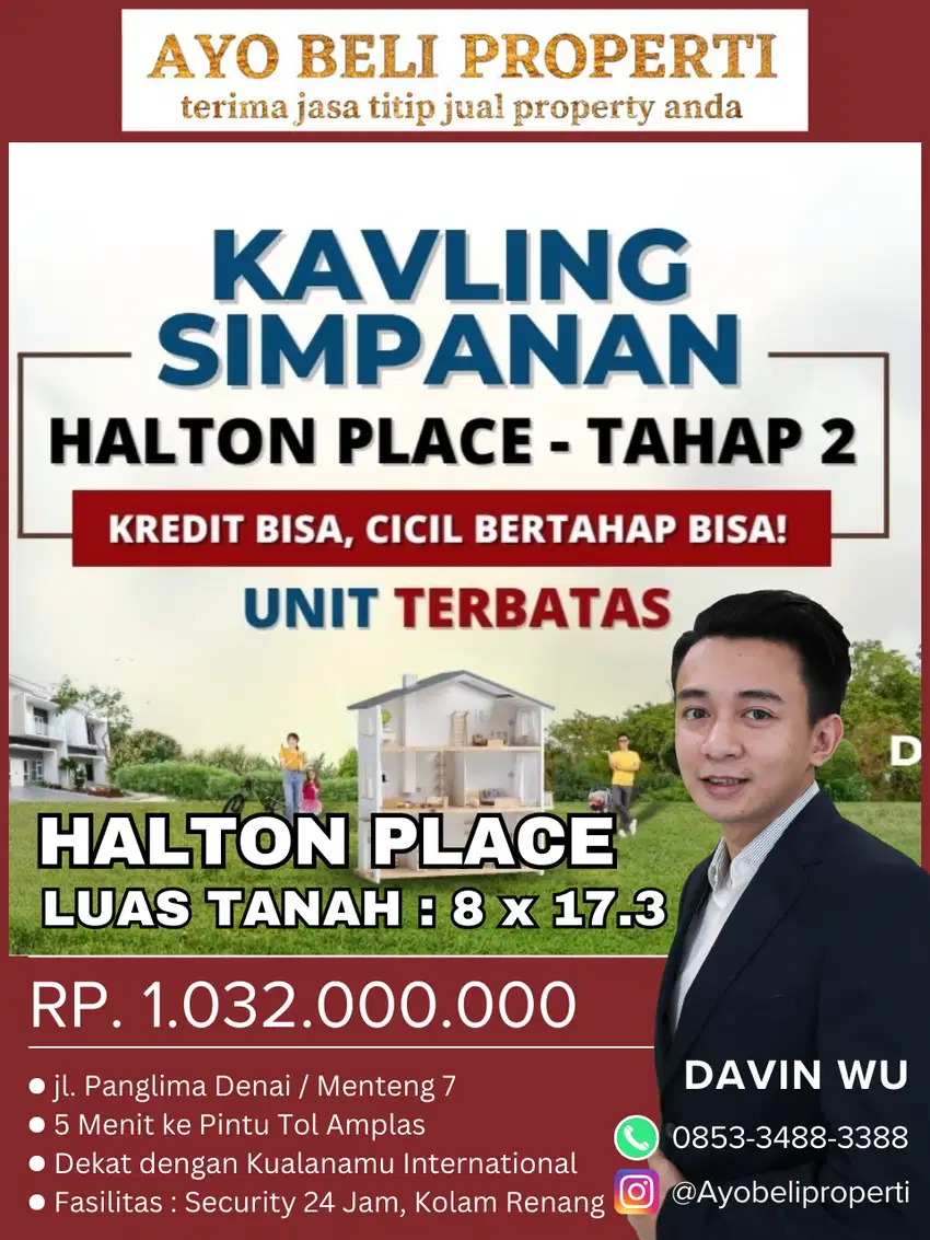 TANAH MEDAN DIJUAL DI KOMPLEK HALTON PLACE (8X17.3)