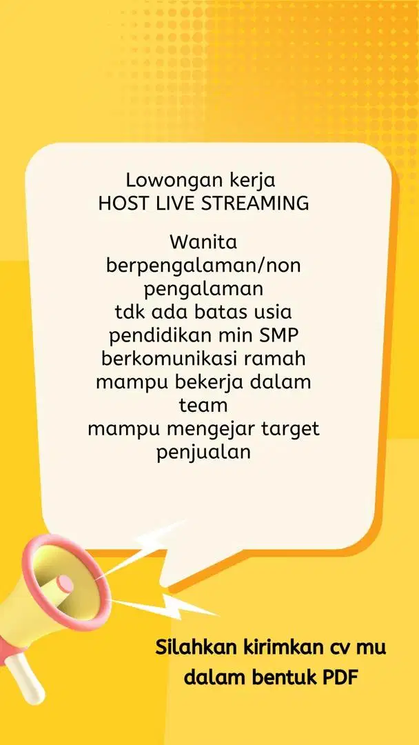 Lowongan kerja host live streaming pakaian
