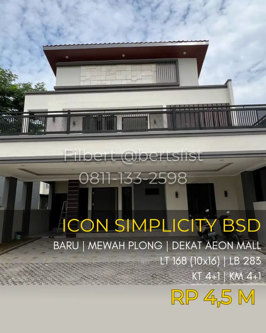 Rumah baru 168m2 mewah plong dekat AEON Mall di Icon BSD Serpong