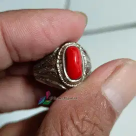 Batu Cincin Akik Permata Natural Red Coral Marjan Murmer