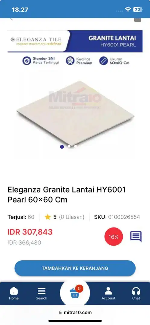 Eleganza granite lantai HY6001 pearl 60x60 cm