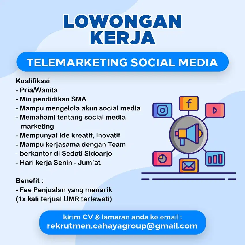 DIBUTUHKAN TELEMARKETING SOCIAL MEDIA