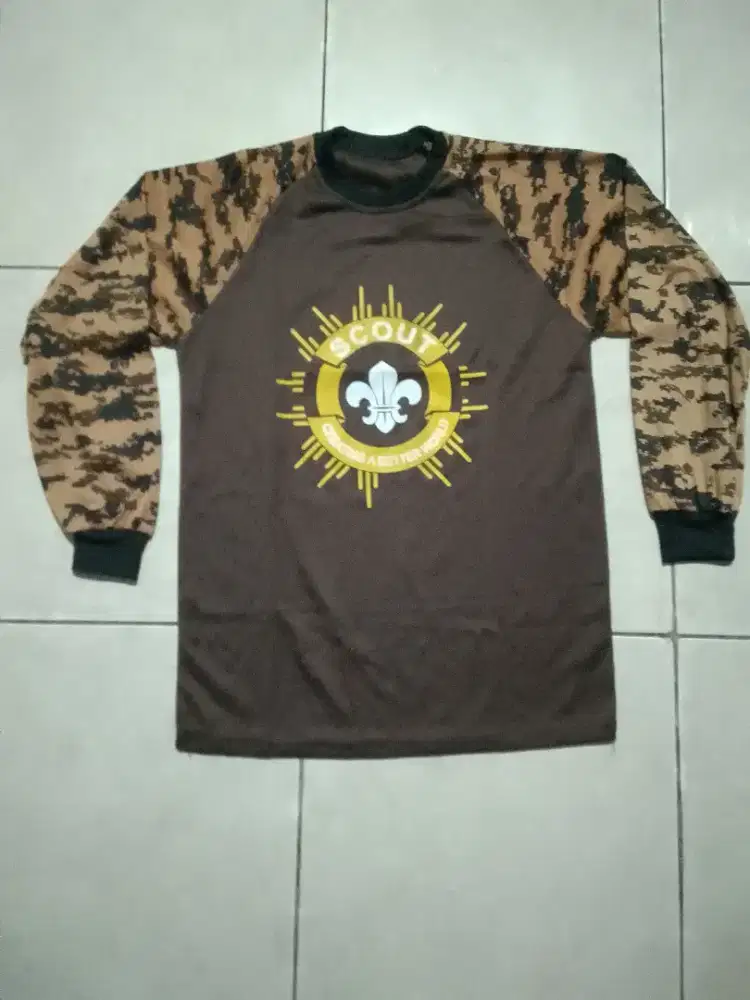 Kaos oblong Panjang loreng digital Pramuka custom logo Scout