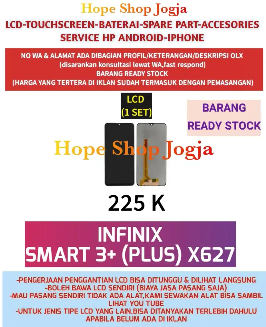 Service HP-Baterai-Touchscreen-LCD Infinix Smart 3+(plus)/X627