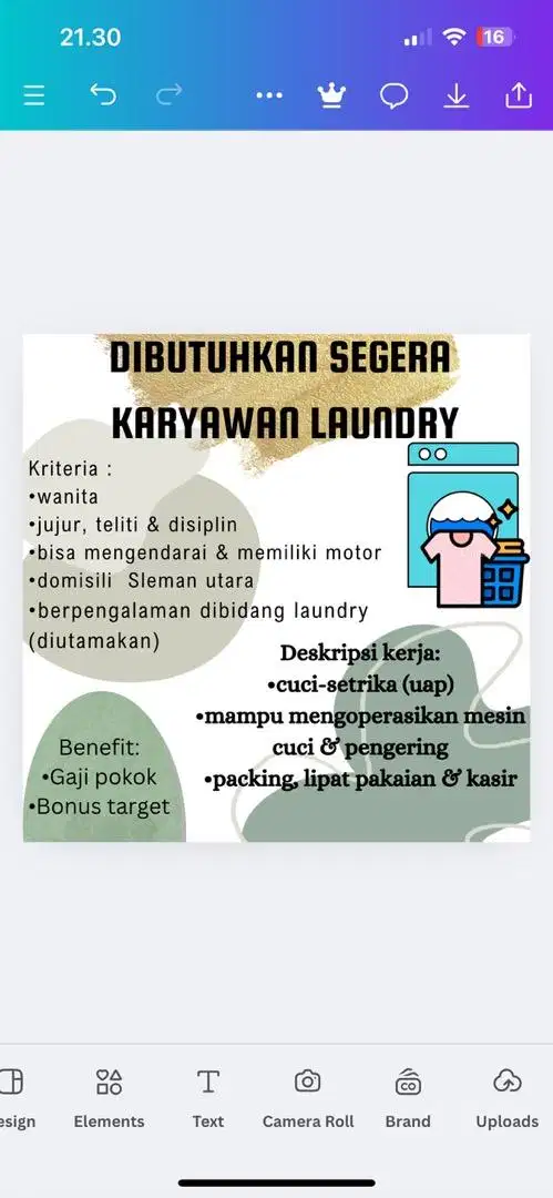 Lowongan karyawan laundry