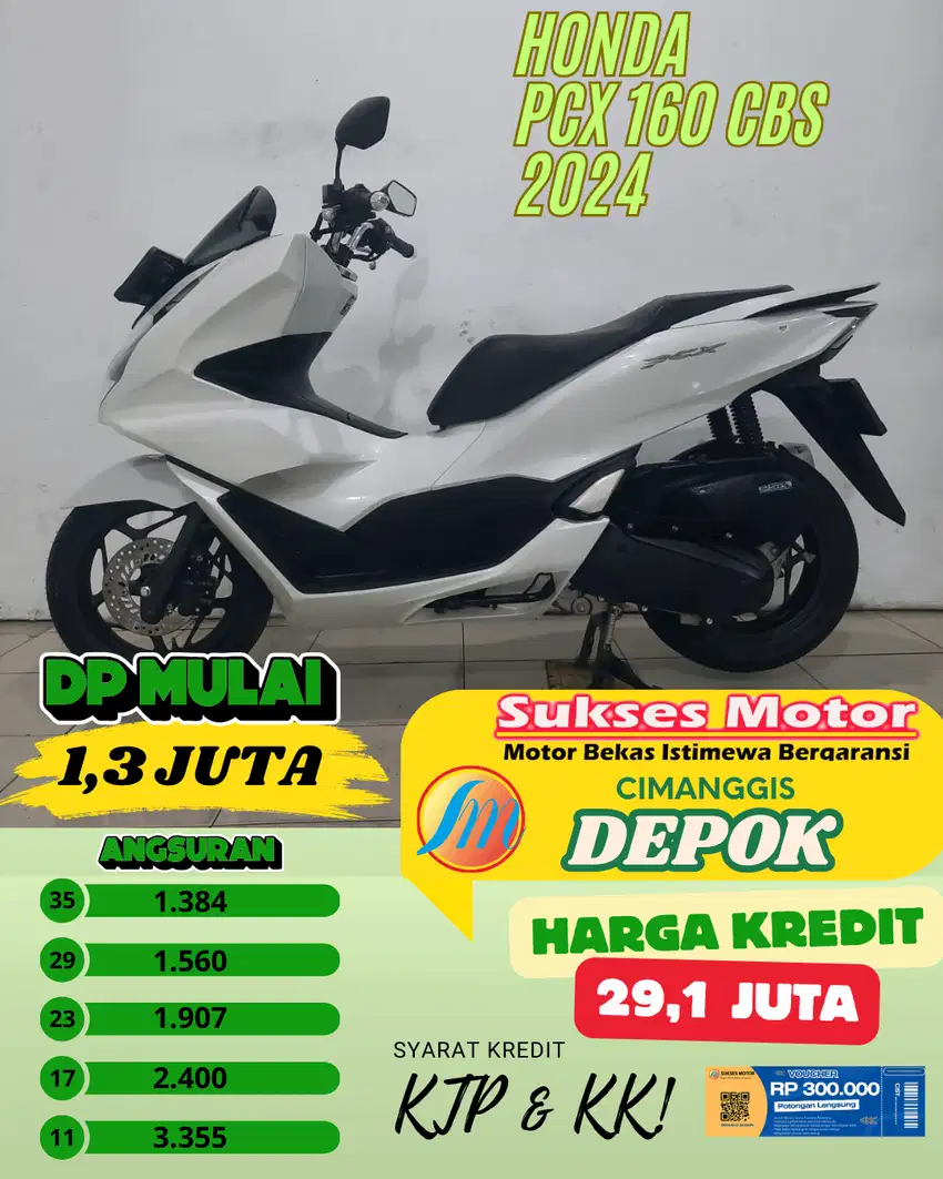 HONDA PCX 160 CBS TAHUN 2024 PROMO DP 1,3 JUTA SYARAT KTP KK PLAT F