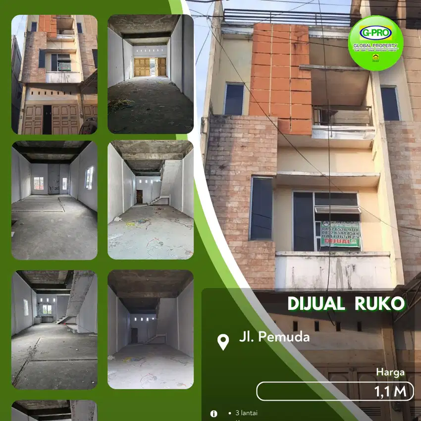 Dijual Ruko Daerah Pemuda Tengah Jalan Pusat Rame Pekanbaru!