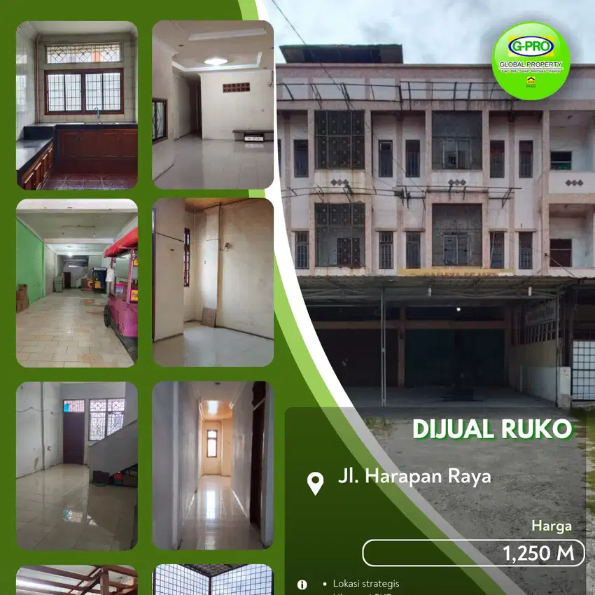 Dijual Ruko Harapan Raya Lokasi Strategis Tepi Jalan!