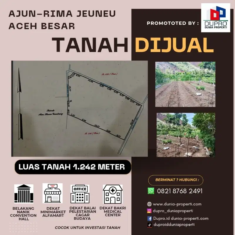 Ajun - Tanah Murah Luas 1.242 m  dekat Nanik Convention Hall