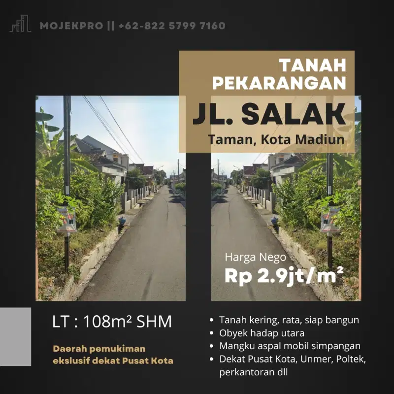 DİJUAL TANAH JALAN SALAK BARAT MADİUN