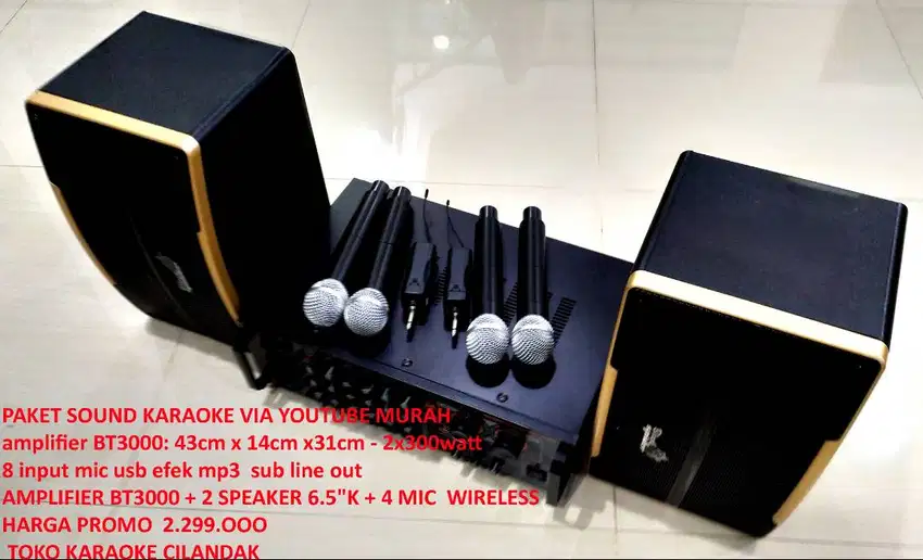 AMPLIFIER BT3000 + 2SPEAKER 6.5 + 4 MIC WIRELESS