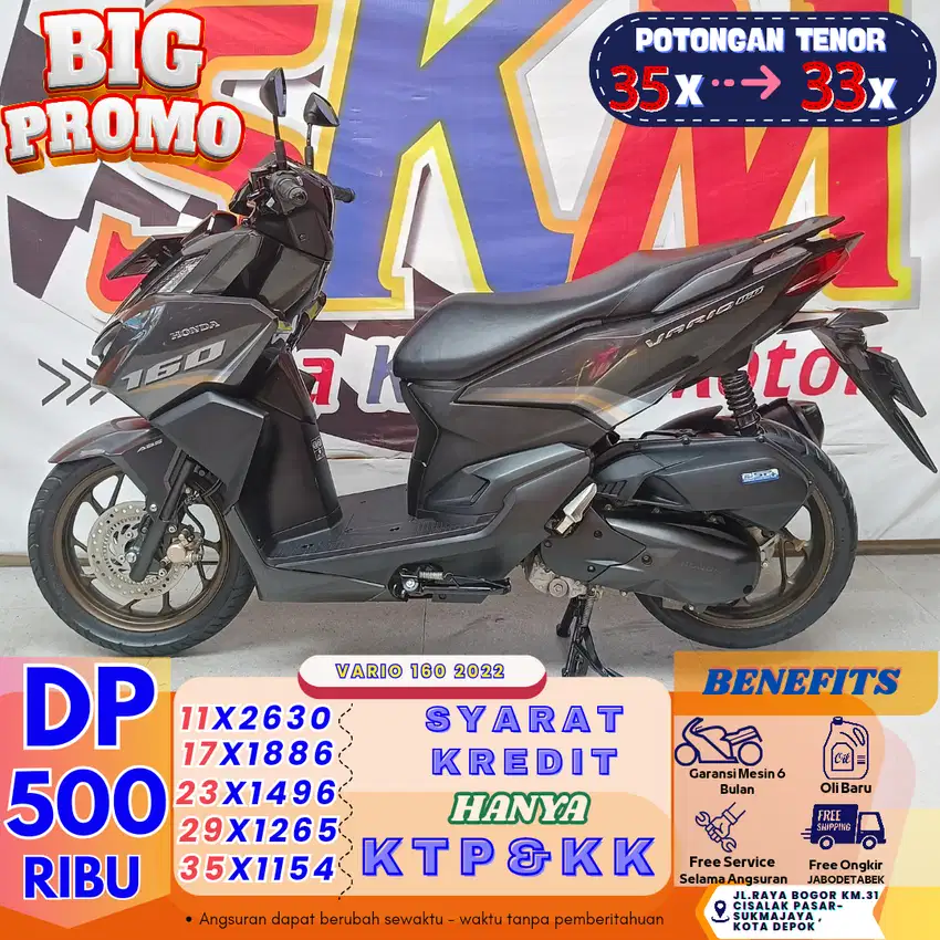 (vario 160 tahun 2022 dp:500 km low proses 1hr cash credit )