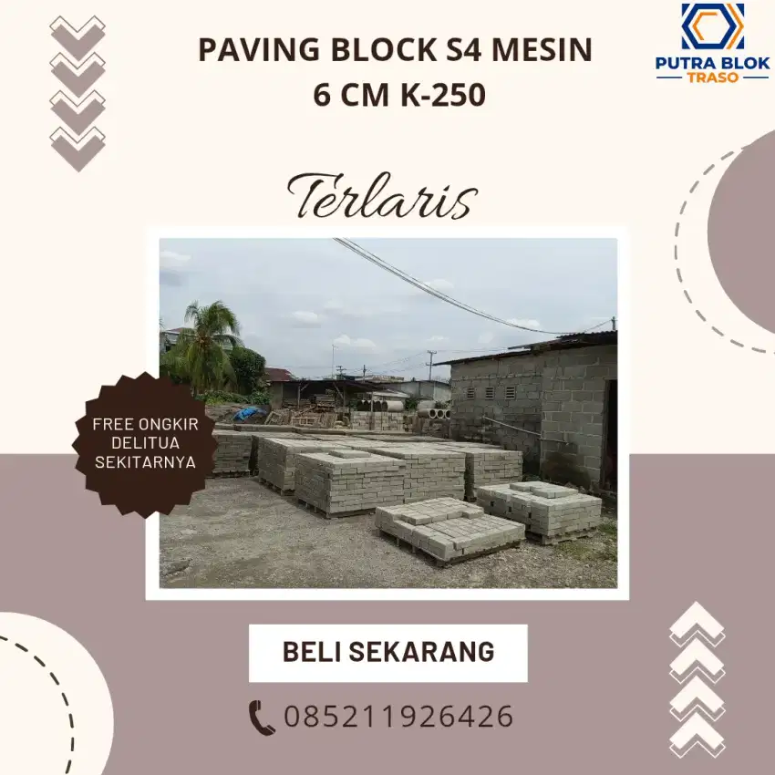 Paving Blok Segi Empat Mesin 6 cm K-250