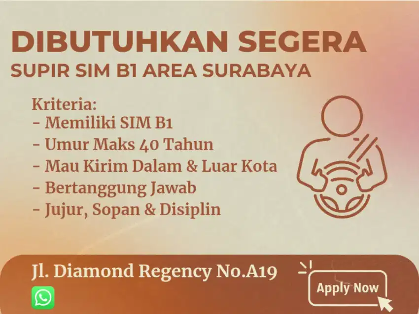 DICARI SUPIR SIM B1 AREA SURABAYA