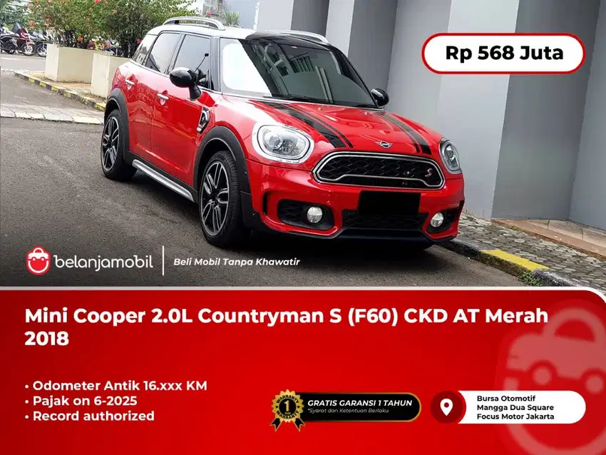 [KM 16RB] Mini Cooper 2.0L Countryman S (F60) CKD AT Merah 2018