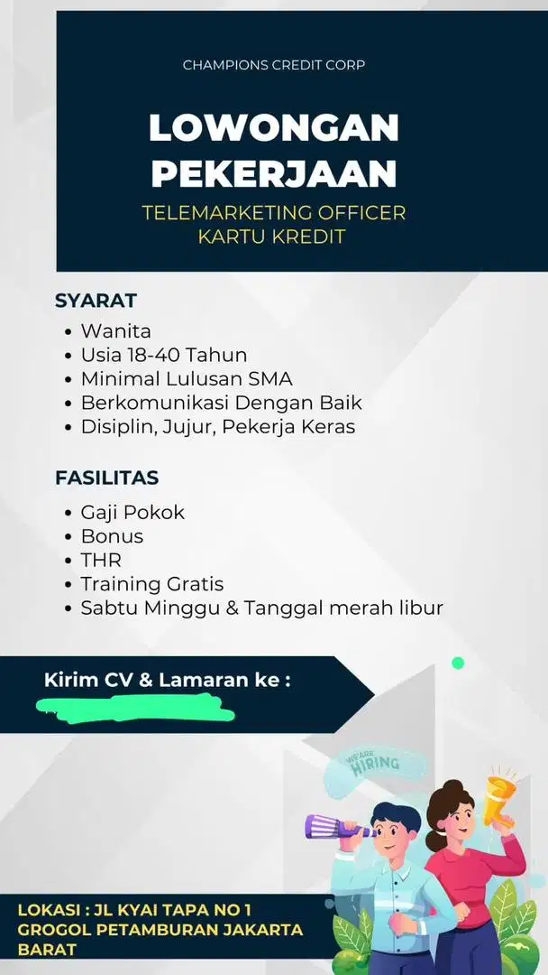 Loker telemarketing kartu kredit (kantor)