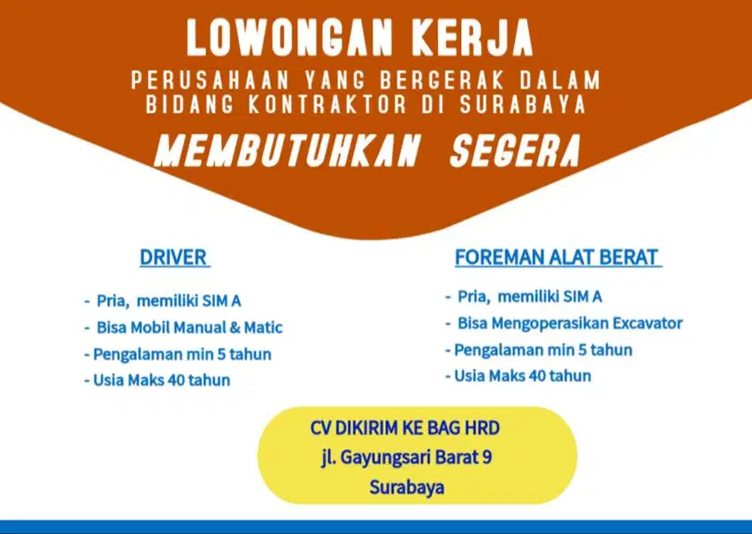 LOWONGAN KERJA DRIVER