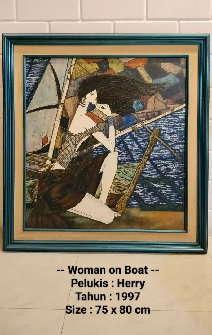 Lukisan Kanvas Woman on Boat