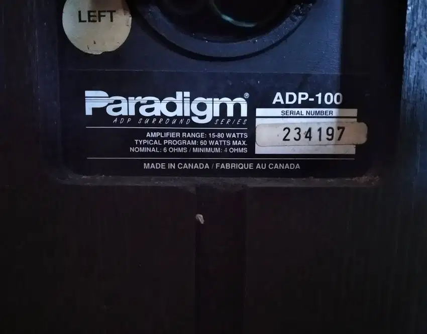 speaker PARADIGM ADP-100, Canada