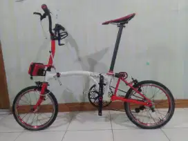 Sepeda lipat folding bike element pikes 3 speed edisi merah putih