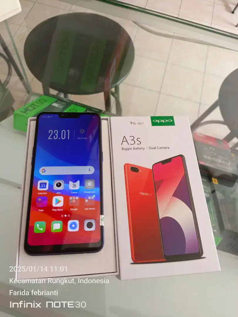 Oppo A3s 6/128gb bekas fullset normal bisa TT