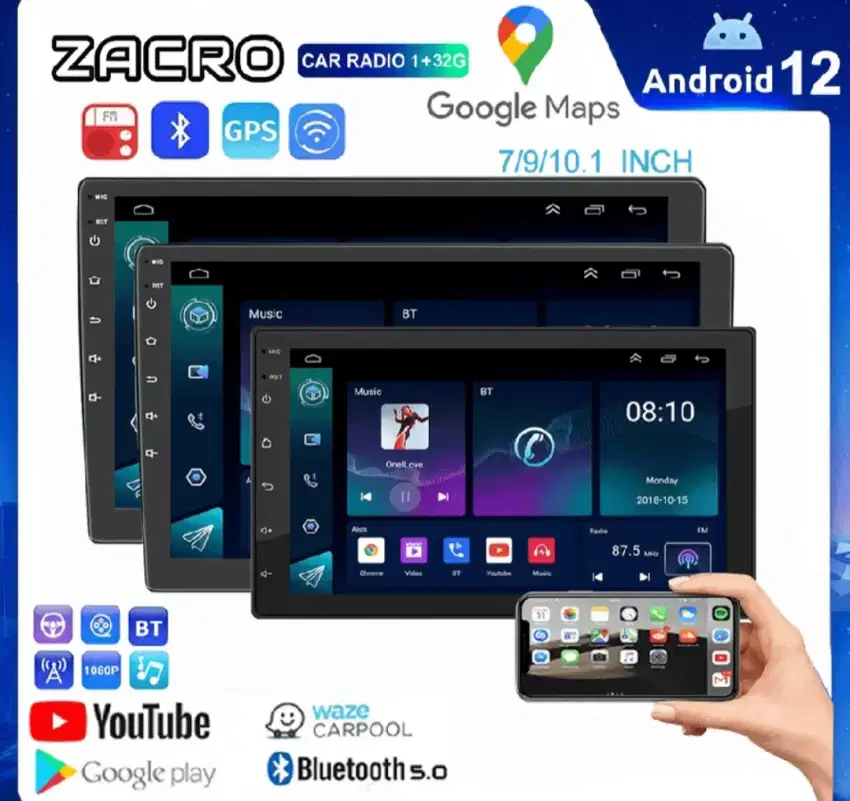 Dijual head unit mobil Merk Zacro 7 inch layar sentuh